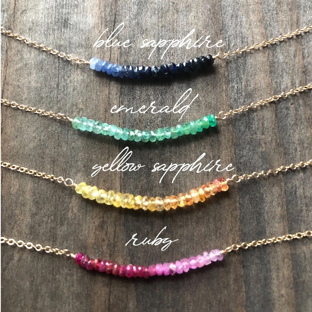 Ombre Gemstone Bar Necklace-Handmade